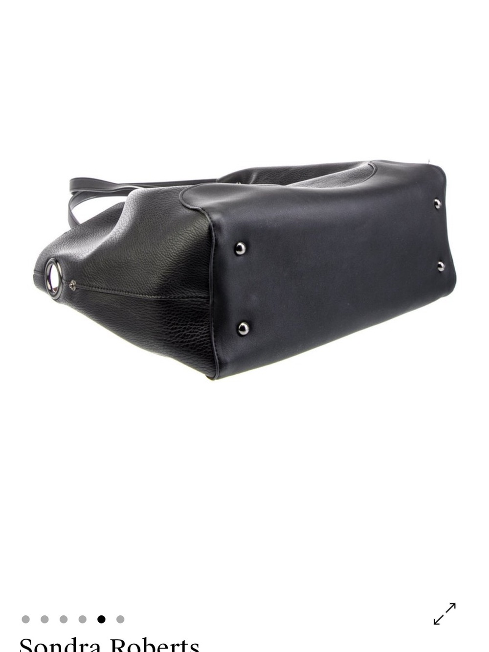 Sondra Roberts Black Leather Shoulder Bag with Gold Hardware - Picture 3 of 15